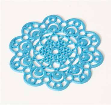 Sweet lace decor round blue, already baked at sweetART