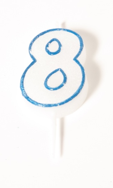 Number Glitter Candle, Blue No. 8 at sweetART