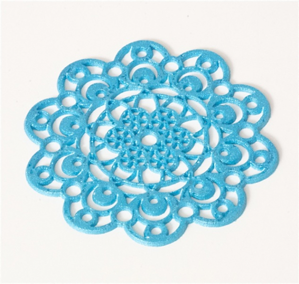 Sweet lace decor round blue, already baked at sweetART