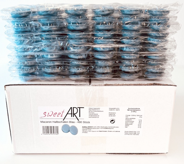 480 Stk. Macaron Halbschalen blau - Karton / fertig gebacken von sweetART-2