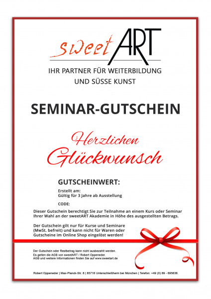 Pastry seminar gift voucher "Congratulations" at sweetART
