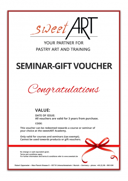 Pastry seminar gift voucher "Congratulations" at sweetART -1