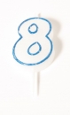 Number Glitter Candle, Blue No. 8 at sweetART